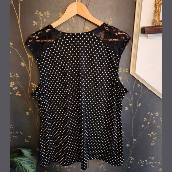 Polka dot cowl neck blouse by Torrid, black and white, size 3 - Picture 2 of 4